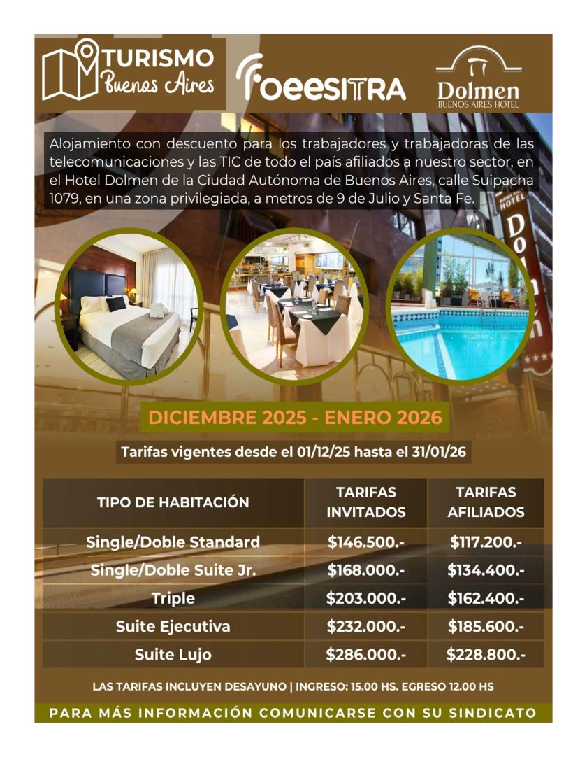 Tarifas Hotel Dolmen Diciembre 2025 hasta Enero 2026
