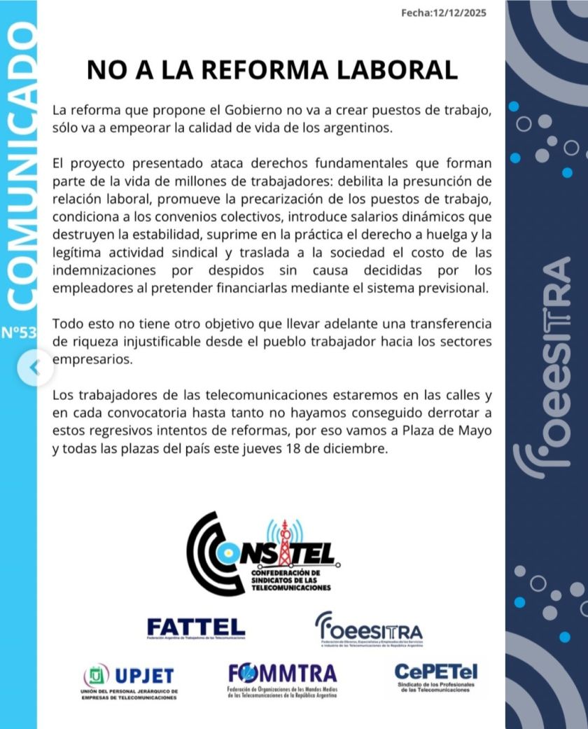 Comunicado | No a la reforma laboral
